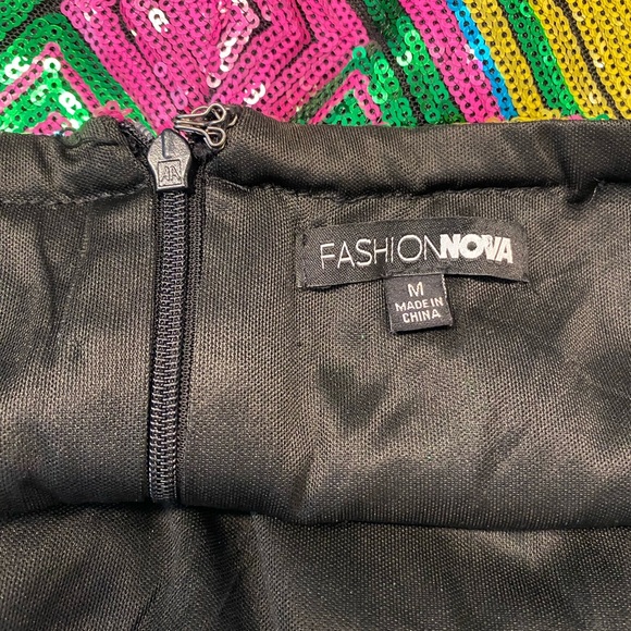 Fashion nova dress, mini multicoloured sequin party cocktail dress - Picture 16 of 16